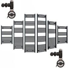 Black dual fuel heated towel - black,