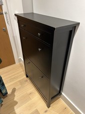IKEA HEMNES Black Shoe Cabinet: 2 Compartments (Good Condition, Collection Only)