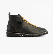 Popps 1961 Mens Casual Lace-Up Breathable Leather Monkey Boots-Black