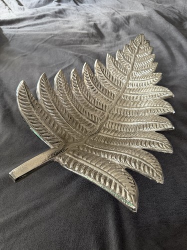Silver metal fern leaf - metal,