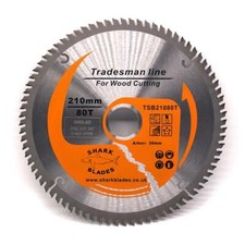 Shark Blades Circular saw blade 210mm x 80T fits Dewalt Bosch Makita Evolution