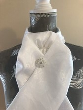 Paisley Jacquard Ready Tied Riding Stock with diamante Pin White or Cream
