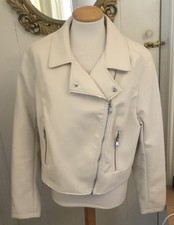 Faux Leather Cream Bikers Jacket Size 16