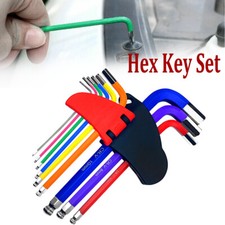 Allen Key Set Socket Metric Folding Hex Long Handle Alan Wrench Tool 1.5 - 10mm