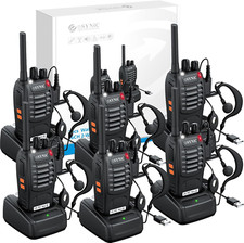 6 Pack Rechargeable Long Range Walkie Talkies 16CH VOX Radios with Earpieces