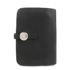 HERMES Dogon Togo Leather Compact Wallet Y Stamped Black Authentic Used F/S