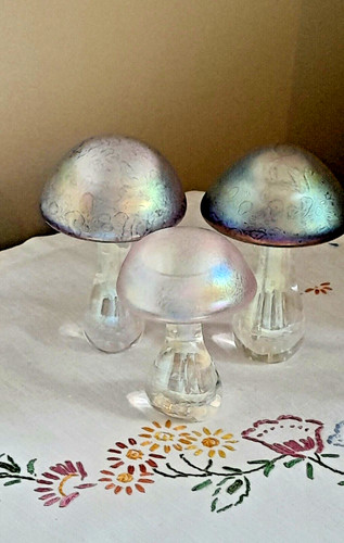 Heron glass mushroom - glass, set