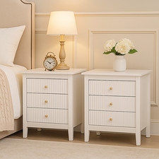 Pair of White Three Drawer