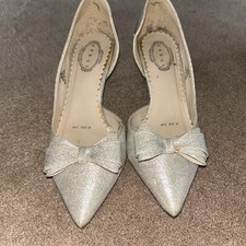 Debut Silver Glitter Party Wedding Pretty Court Shoes Size 39