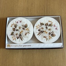Cloverleaf Coasters Autumn Flowers Vintage Set Of 6 New In Box 9.5cm