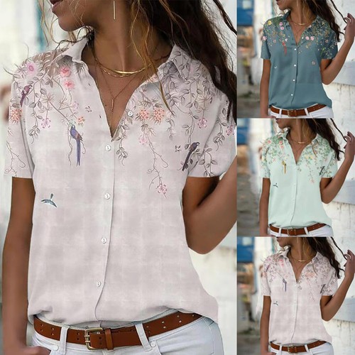 Ladies summer button floral - up,