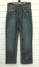 PETROLEUM MEDIUM BLUE COTTON DENIM JEANSWITH BUTTON FLY. WAIST: 30ins