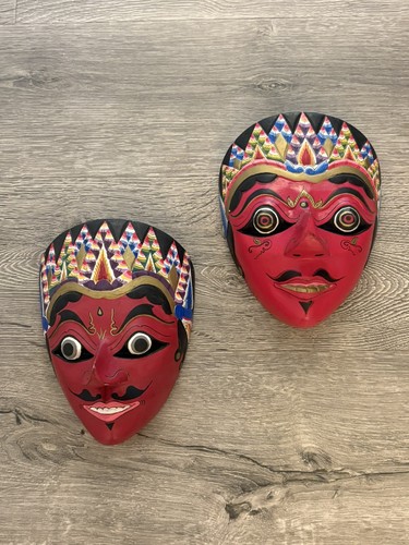 Hand carved wood masks - 2,