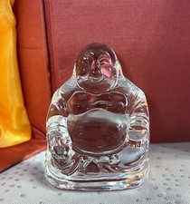 Crystal Buddha 7.5cm Laughing Buddhas Good Luck Lucky Glass Gift Box Figure