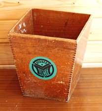Vintage 29cm French Bin - Waste Paper Basket Mid Century Wooden Office Bin Retro
