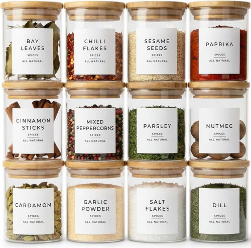 Glass spice jars with lids - lids, and
