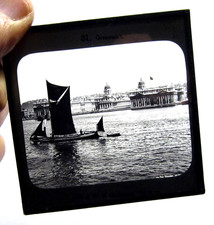 Thames barge London antique photo magic lantern slide #1069