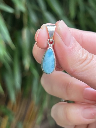 Larimar teardrop pendant aaa - larimar,