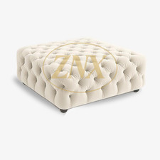 Diamond Tufted Velvet Ottoman