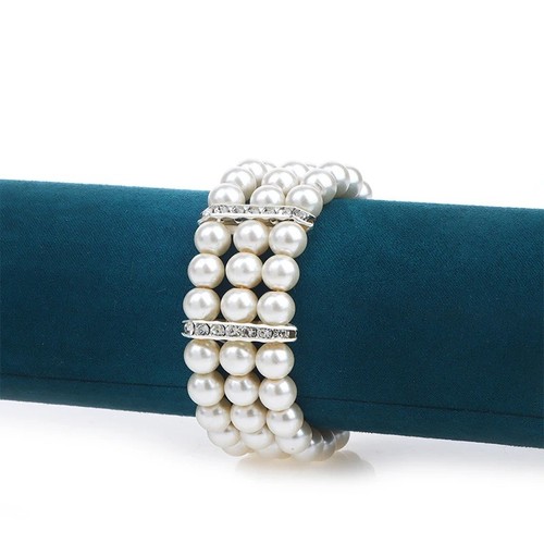 Pearl bracelet rows stretch - pearl,