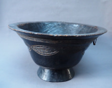 GOOD LARGE WEST AFRICAN TRIBAL ART DAN TRIBE WOODEN CARVED DECORATED FEAST BOWL