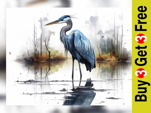 Graceful heron watercolor - graceful,