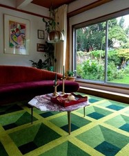 Green hand tufted rugs for