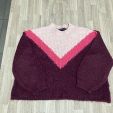 M&S Ladies Large Pink / Burgundy Jumper Long Sleeve