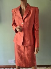 Dry Cleaned Kaliko 10 Raw Silk Coral Dress Jacket Suit Special Occasion