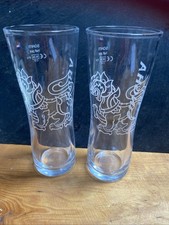 2 NEW M24 CE Singha Beer Half Pint Beer Lager Glasses  White Dragon