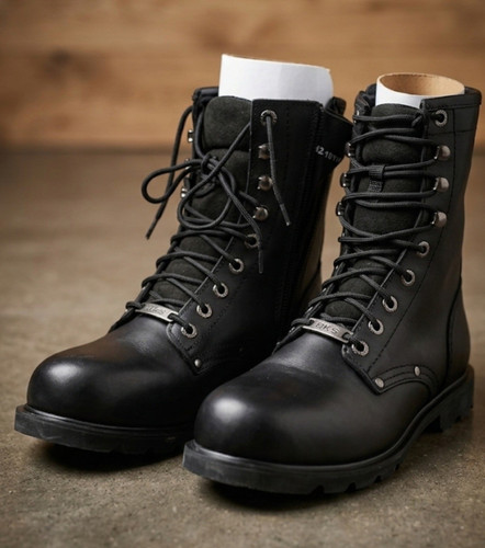 Bks black leather men combat - leather, men's