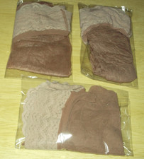 JOB-LOT:  3 x PAIRS OF LACE TOPPED NYLON STOCKINGS  (Medium Size.) WELL MADE.