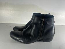 5th Avenue Ladies Shoes Size 4/37 Used Black Faux Leather Ankle Boots   -B9