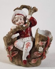 Antique Conta & Boehme Germany C1880 Fairing Boy & tree Figure Double spill Vase