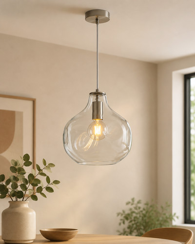 Clear dimple glass - clear, pendant