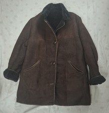 Vintage Genuine Nurserys Sheepskin Brown Coat Size 42