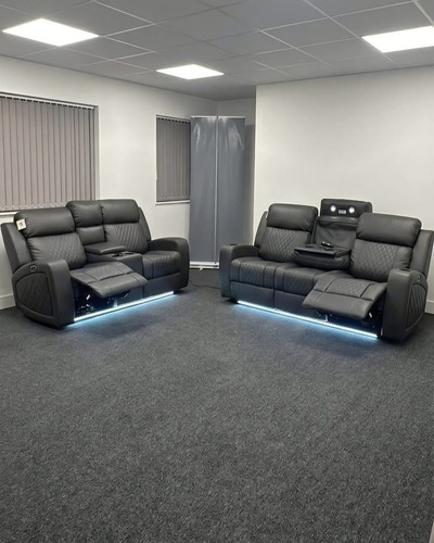 Black leather reclining sofa - black,