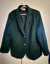 Helene Berman Green Wool Blend Jacket Sz 22 Worn Once VGC leopard print feature