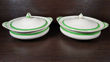 TWO LOVELY SOLIAN WARE SOHO POTTERY QUEENS GREEN WHITE TUREENS DISH