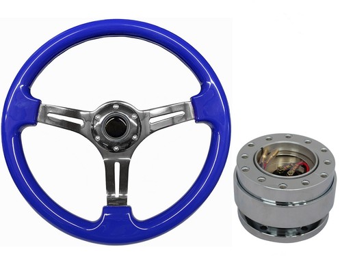 Blue chrome steering wheel - blue, ts
