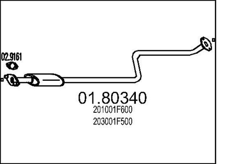 Mts 80340 centre muffler - mts, 01.80340
