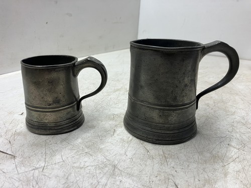 Pair pewter tankards mugs - tankards,,