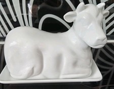 White ceramic cow shaped - ceramic,