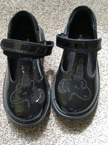 Girls black patent - m&s,