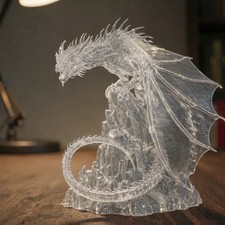 Clear Crystal Dragon Sculpture