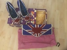irregualr choice union jack shoes and bag ( marks on back of bag ) 