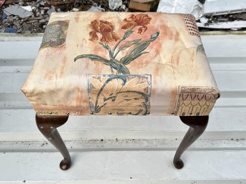 Vintage upholstered footstool - upholstered,