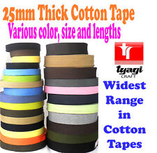 25mm Cotton Webbing Belting Fabric Strap Bag Making Soft thick Tape Ribbon Strap