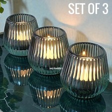 Set Of 3 Glass Tea Light