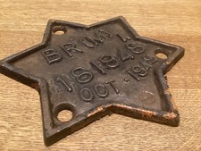 Original Railway Wagon Star Plate ~ BR (M).  181948 A.   Oct 1949.     Cast Iron
